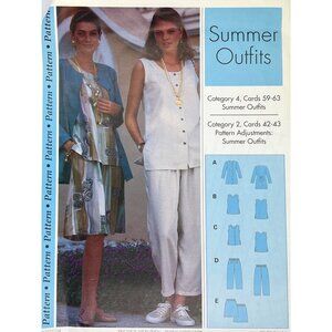 Vintage Sewing Step by Step Pattern For Misses Summer Outfits Top Skirt Pants